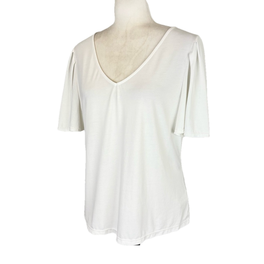 Ivory white flounce sleeve t-shirt